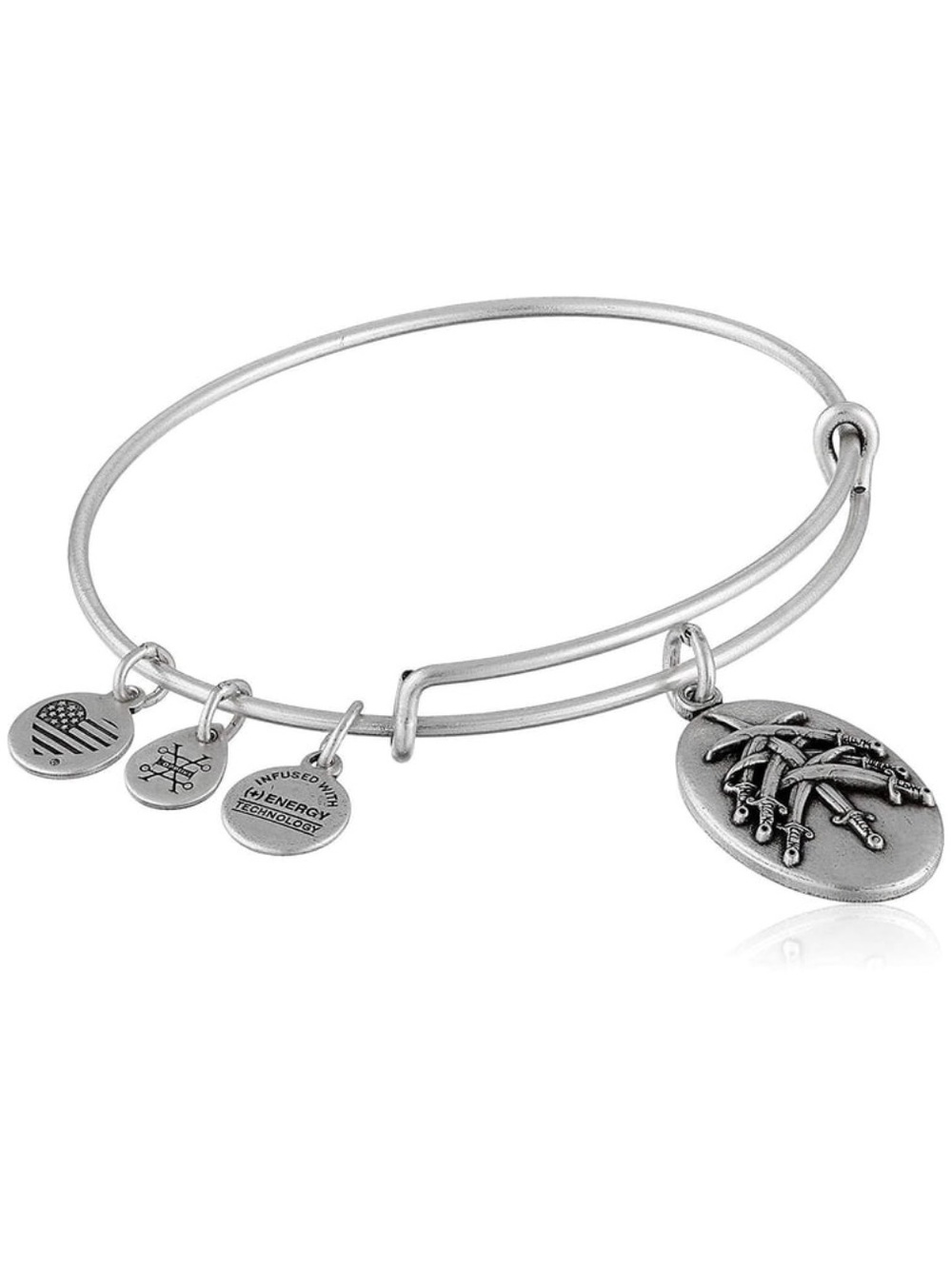 NWT! Alex and Ani Seven Swords Charm Bangle Bracelet - Silver